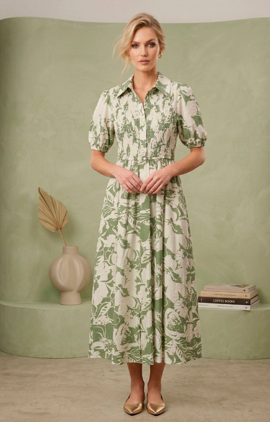 Vestido estampado verde - VESTIDO LARGO REGULAR Boutiquemirel 