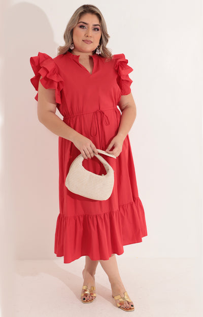 Vestido rojo de popelina - VESTIDO Boutiquemirel 