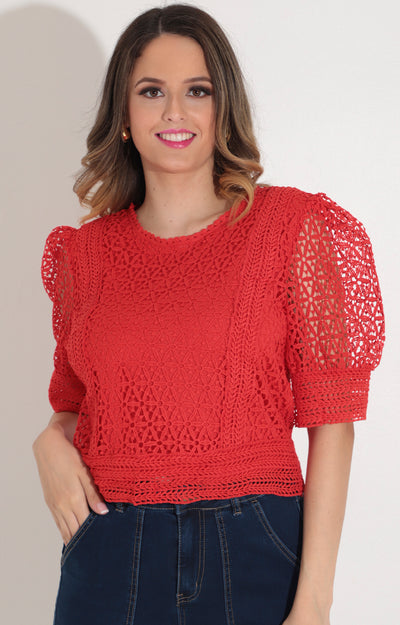 Blusa roja guipur - BLUSA Boutiquemirel 