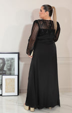 Vestido negro con transparencia y brillos de manga larga - VESTIDO Boutiquemirel 