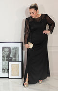 Vestido negro con transparencia y brillos de manga larga - VESTIDO Boutiquemirel 