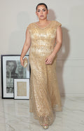Vestido beige con aplicaciones y manga corta - VESTIDO Boutiquemirel 