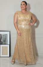 Vestido beige con aplicaciones y manga corta - VESTIDO Boutiquemirel 