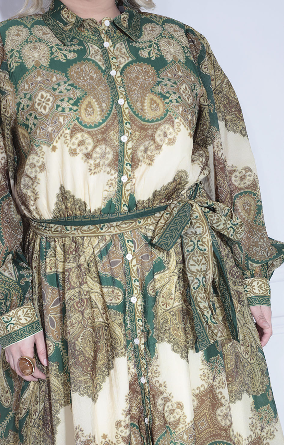 Vestido verde estampado