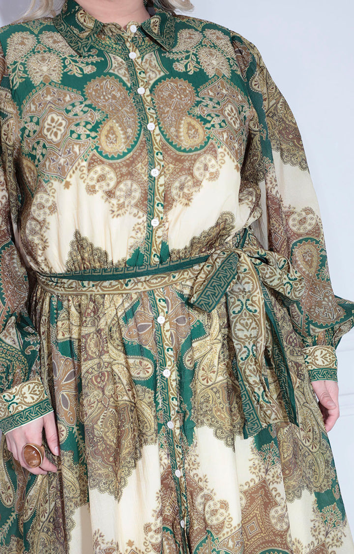 Vestido verde estampado