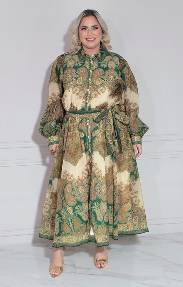 Vestido verde estampado