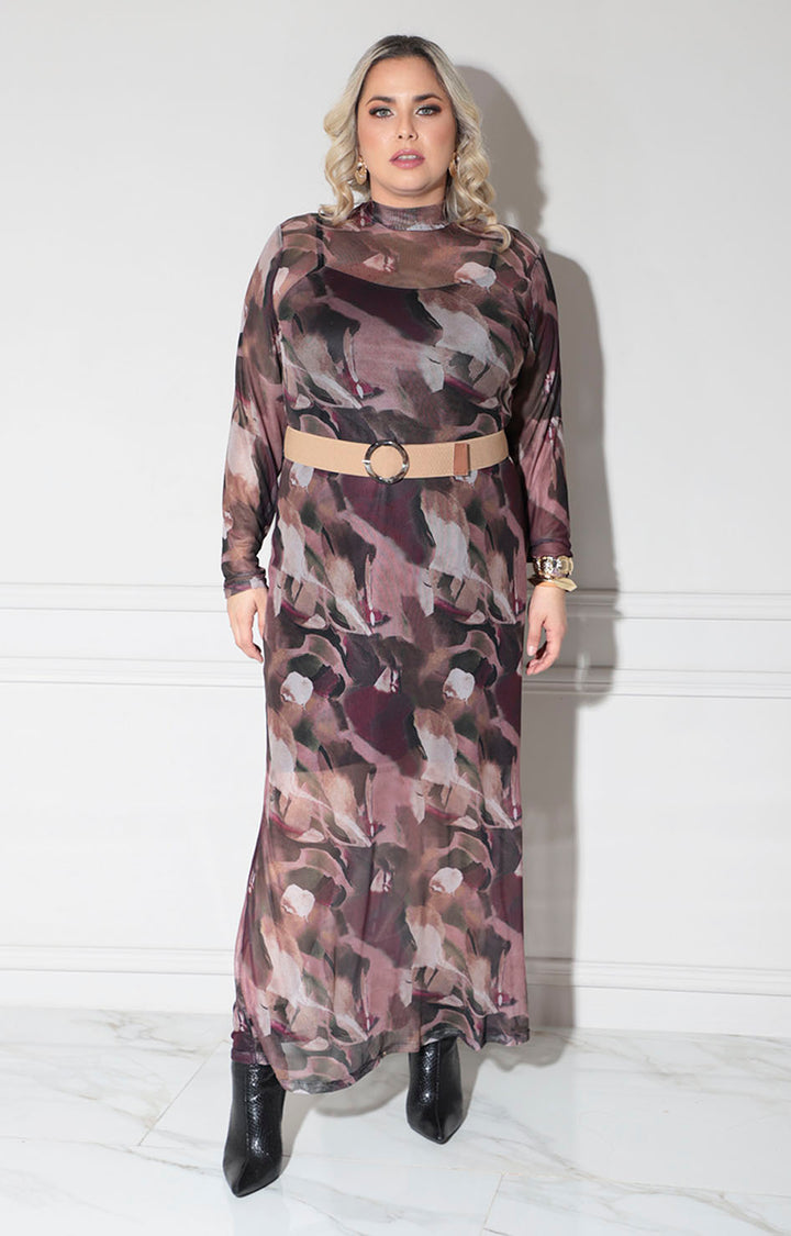 Vestido café tie-dye