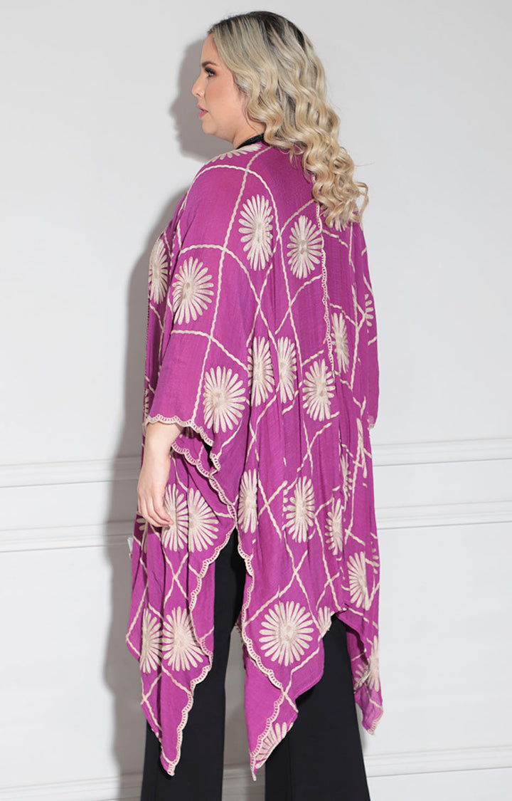Kimono morado bordado
