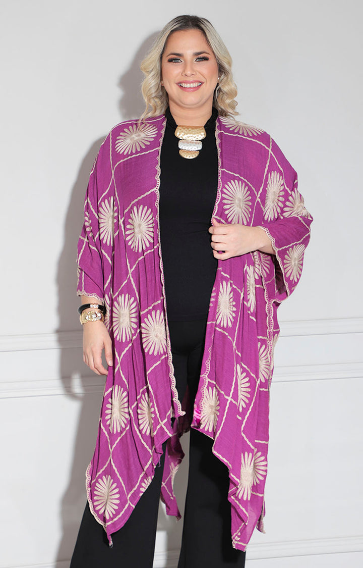 Kimono morado bordado