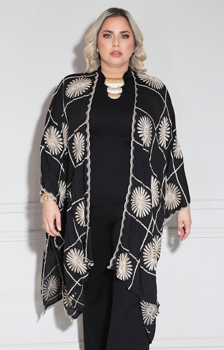 Kimono negro floral
