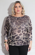 Blusa café estampada - BLUSA Boutiquemirel 