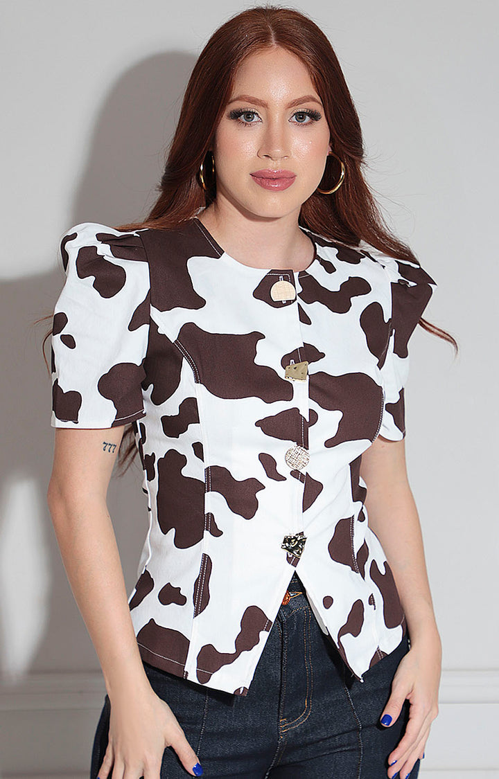 Blusa blanca cow