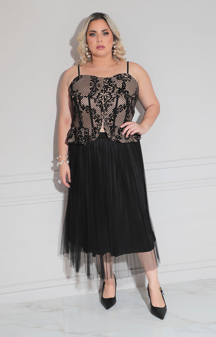 Blusa negra estampada