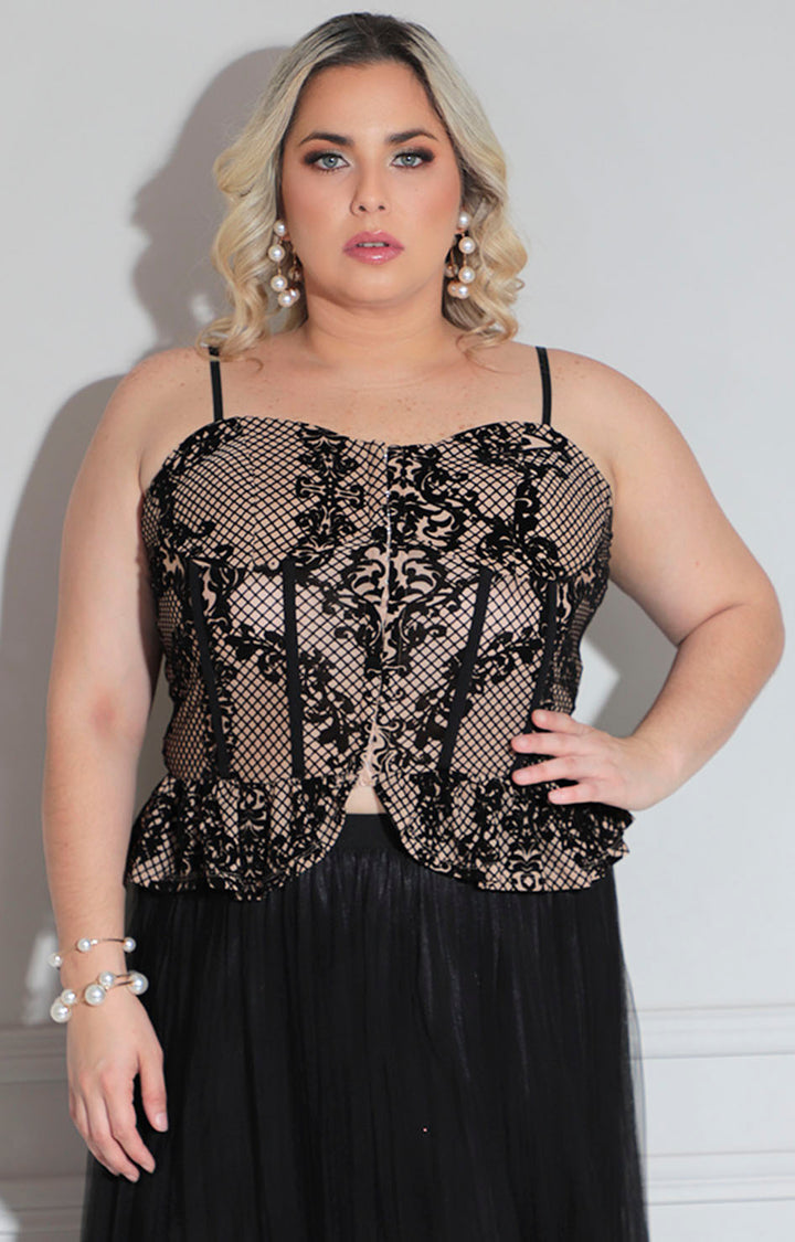 Blusa negra estampada