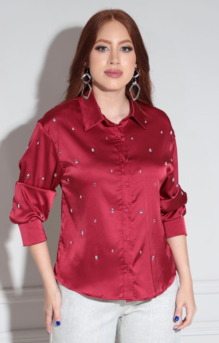 Camisera satinada vino