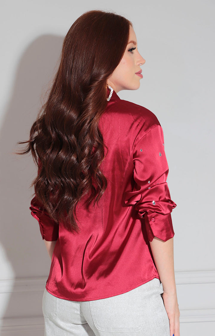 Camisera satinada vino