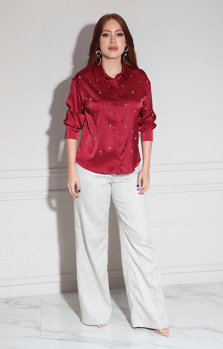 Camisera satinada vino