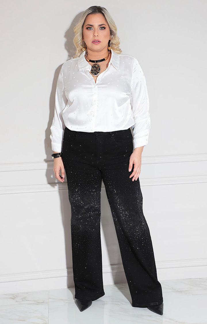 Pantalón negro con brillos