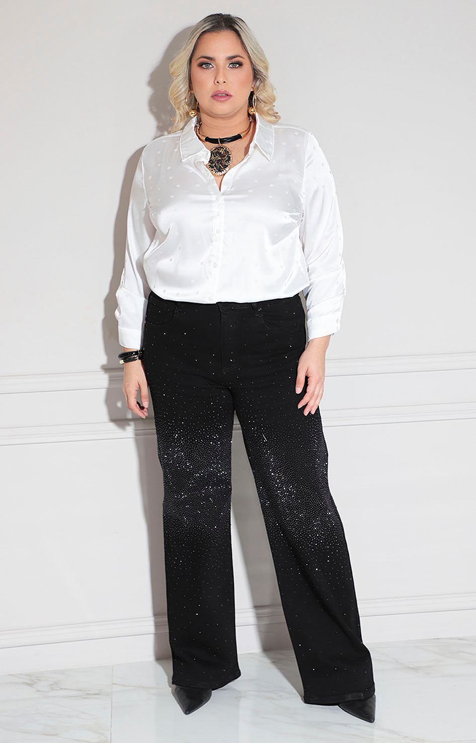 Camisera satinada blanca