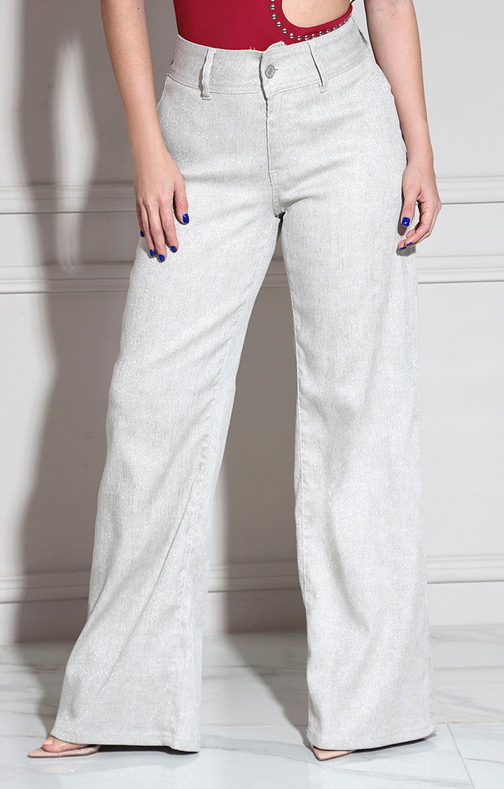 Pantalón beige brilloso