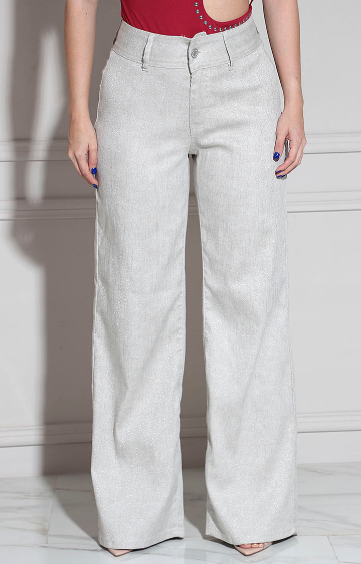 Pantalón beige brilloso