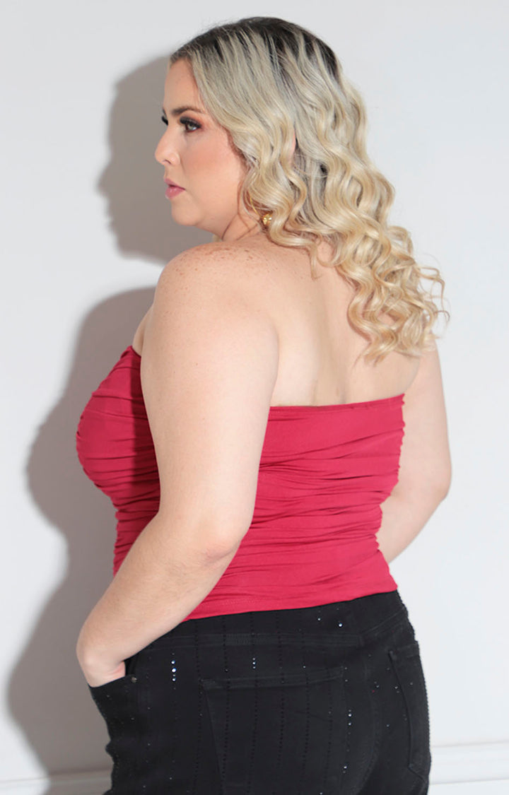 Blusa strapless roja
