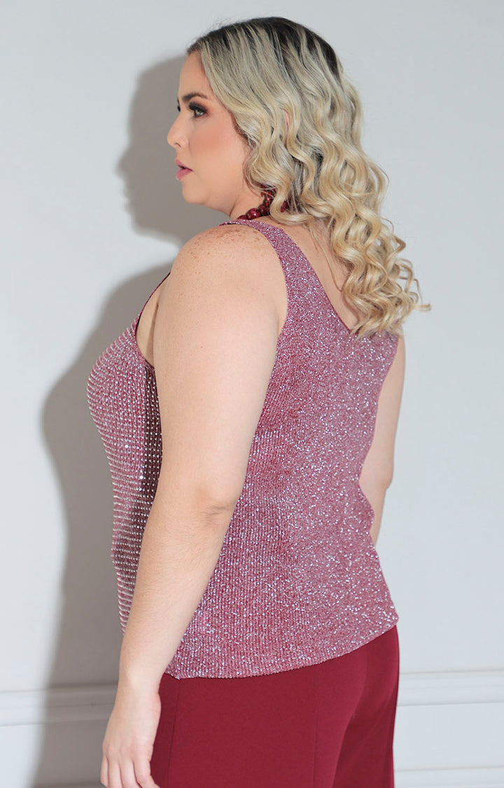Blusa vino con brillos