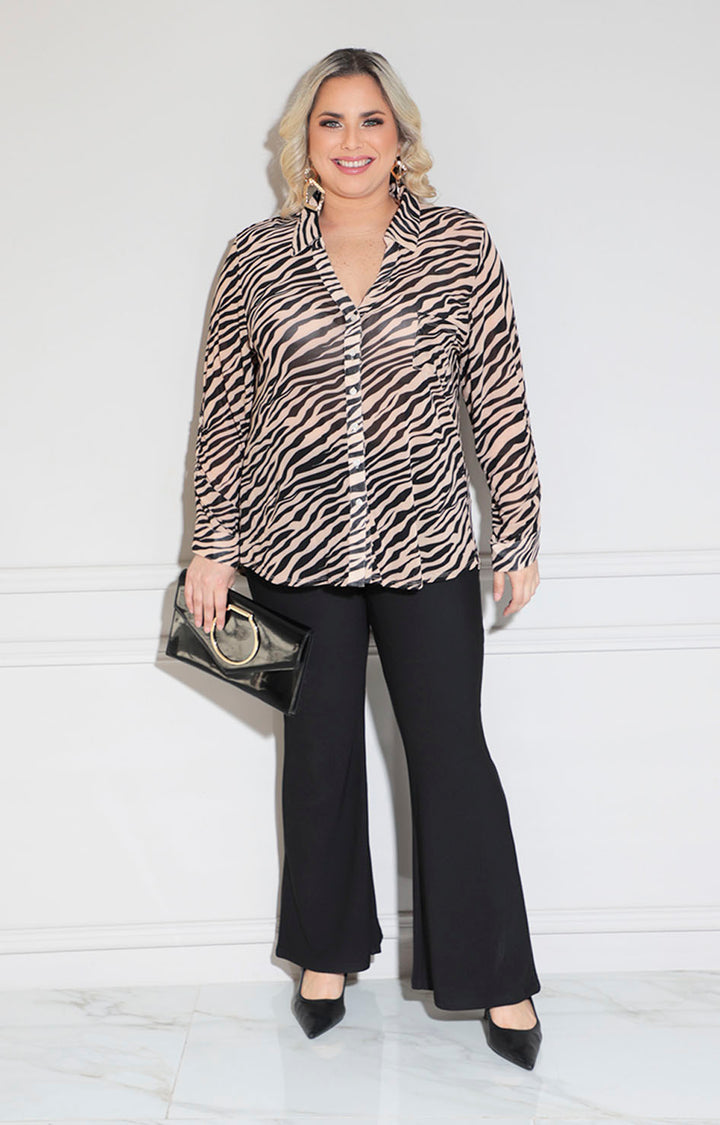 Camisera beige zebra