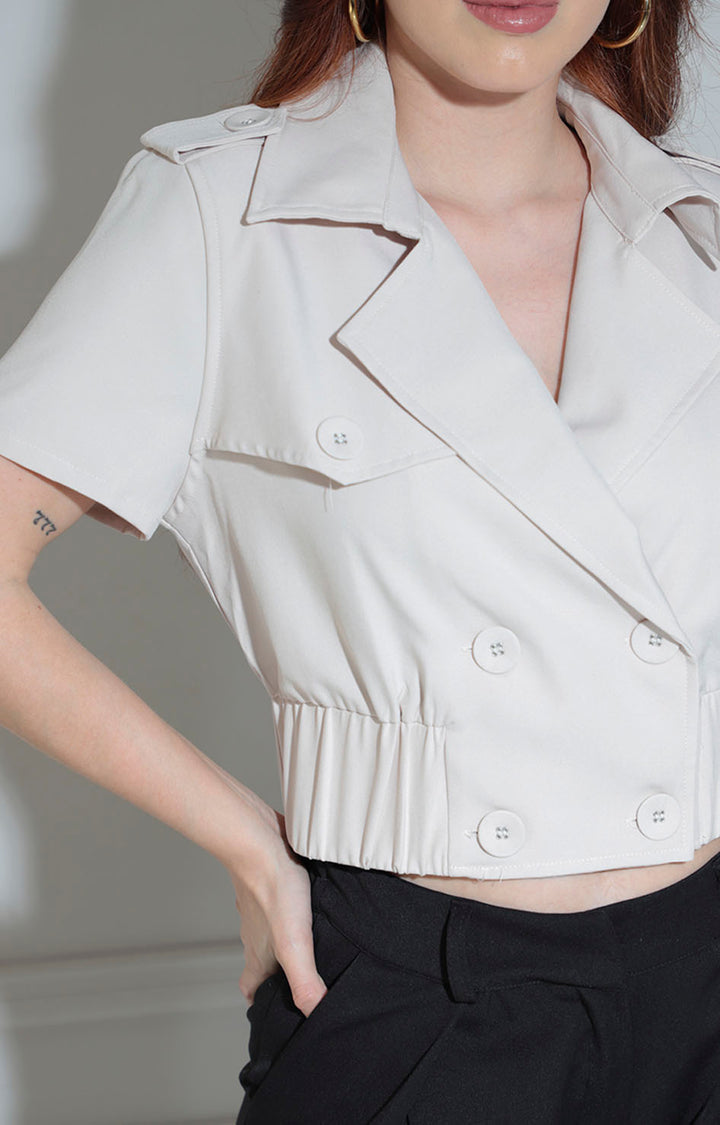 Blusa beige con elástico