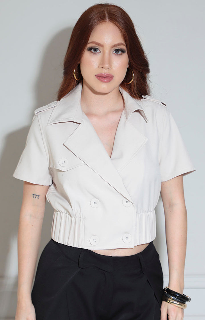 Blusa beige con elástico