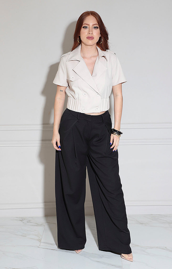 Blusa beige con elástico