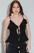 Blusa negra con lazos - BLUSA Boutiquemirel 