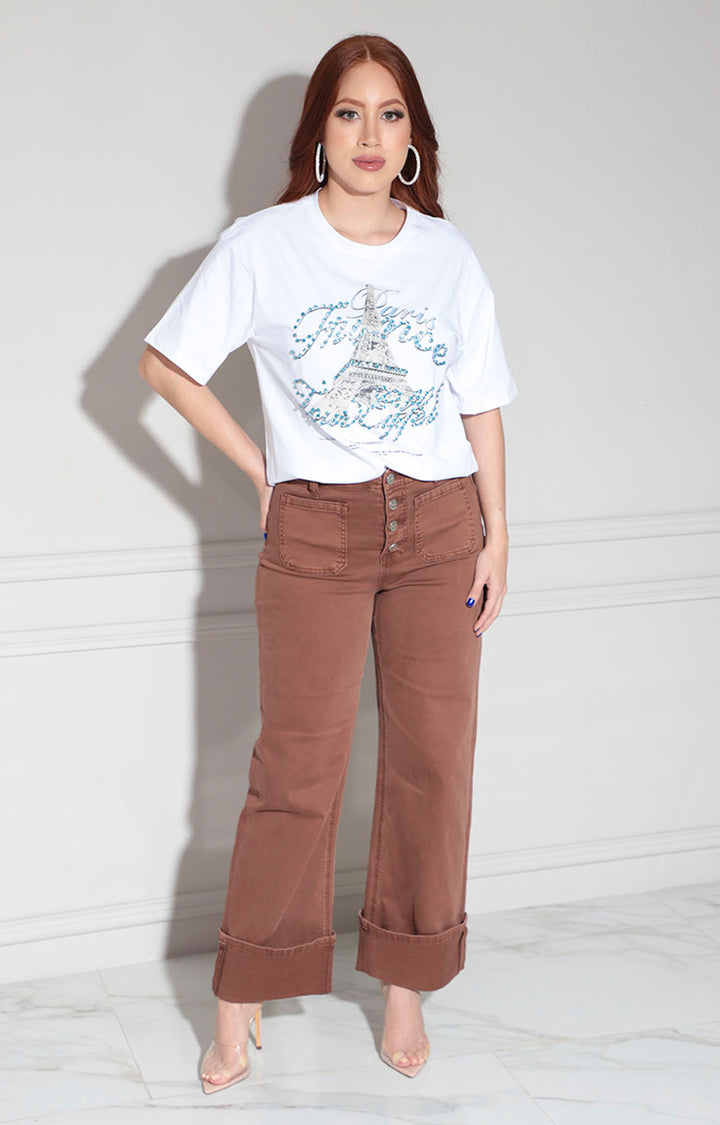 Blusa blanca con pedrería