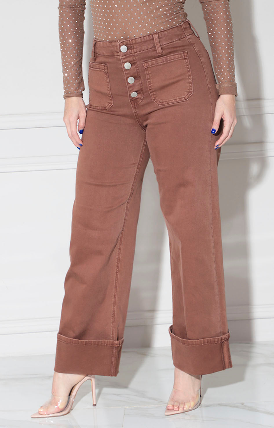 Pantalón de mezclilla café