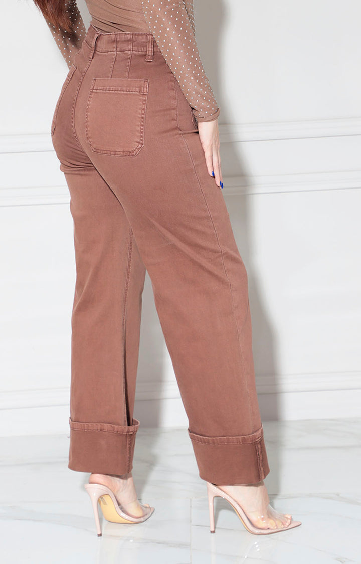 Pantalón de mezclilla café