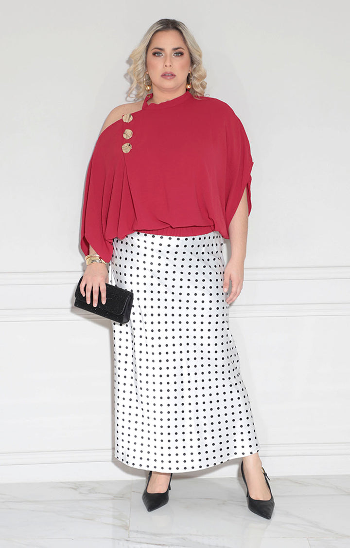 Falda blanca polka-dots