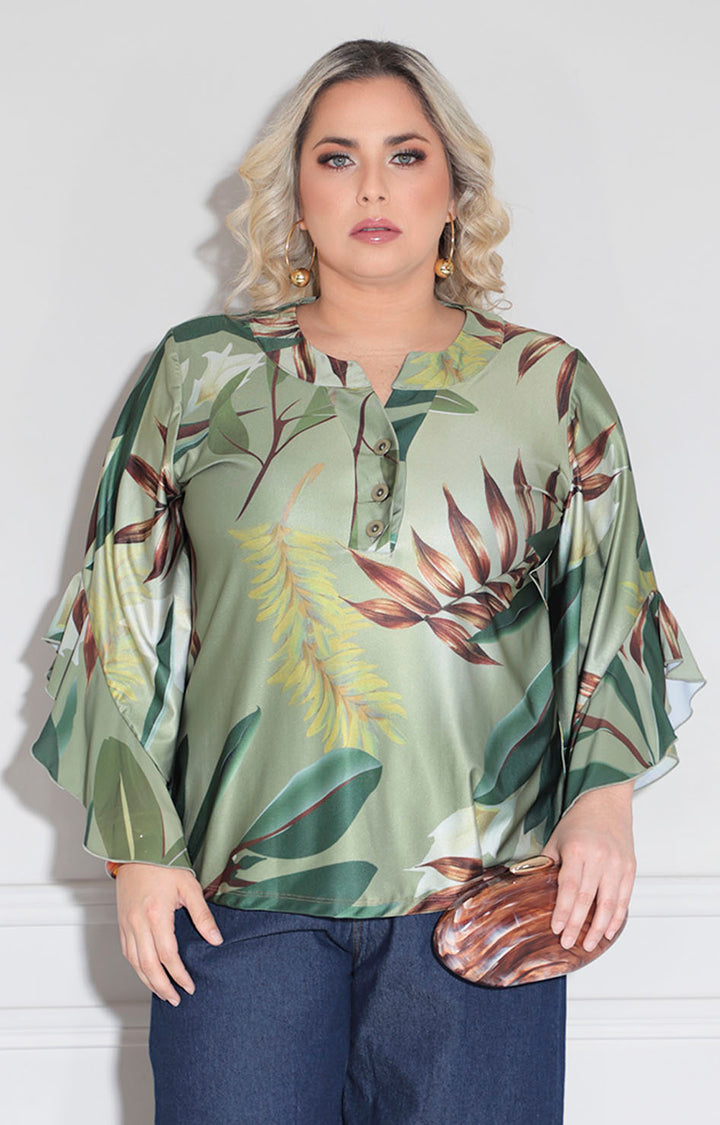 Blusa verde tropical
