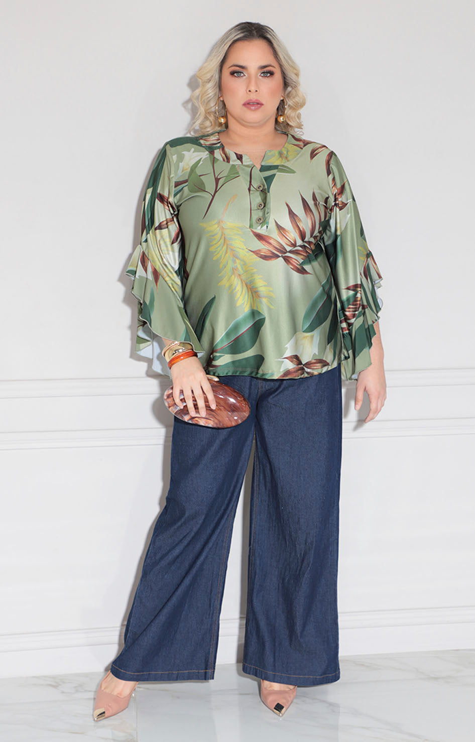 Blusa verde tropical