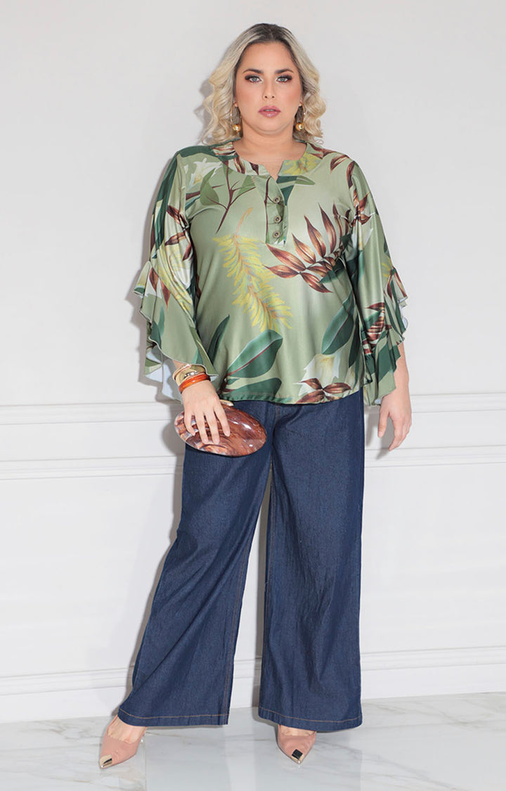 Blusa verde tropical