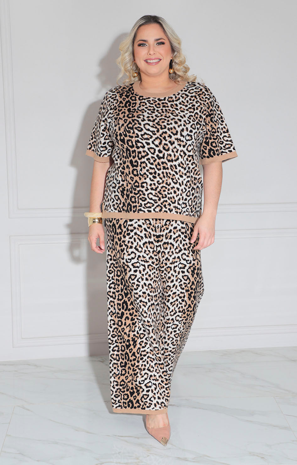 Conjunto beige print