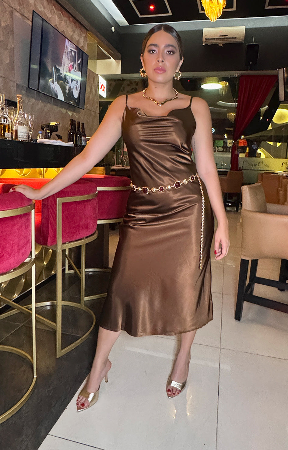 Vestido lencero café - VESTIDO Boutiquemirel 