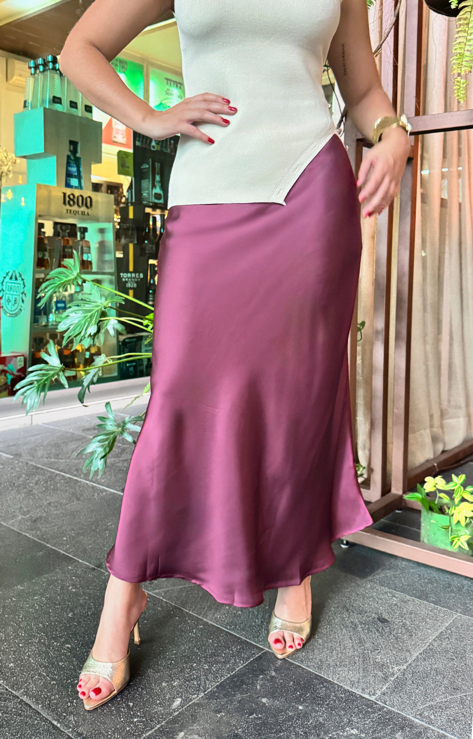 Falda satinada magenta - FALDA Boutiquemirel 