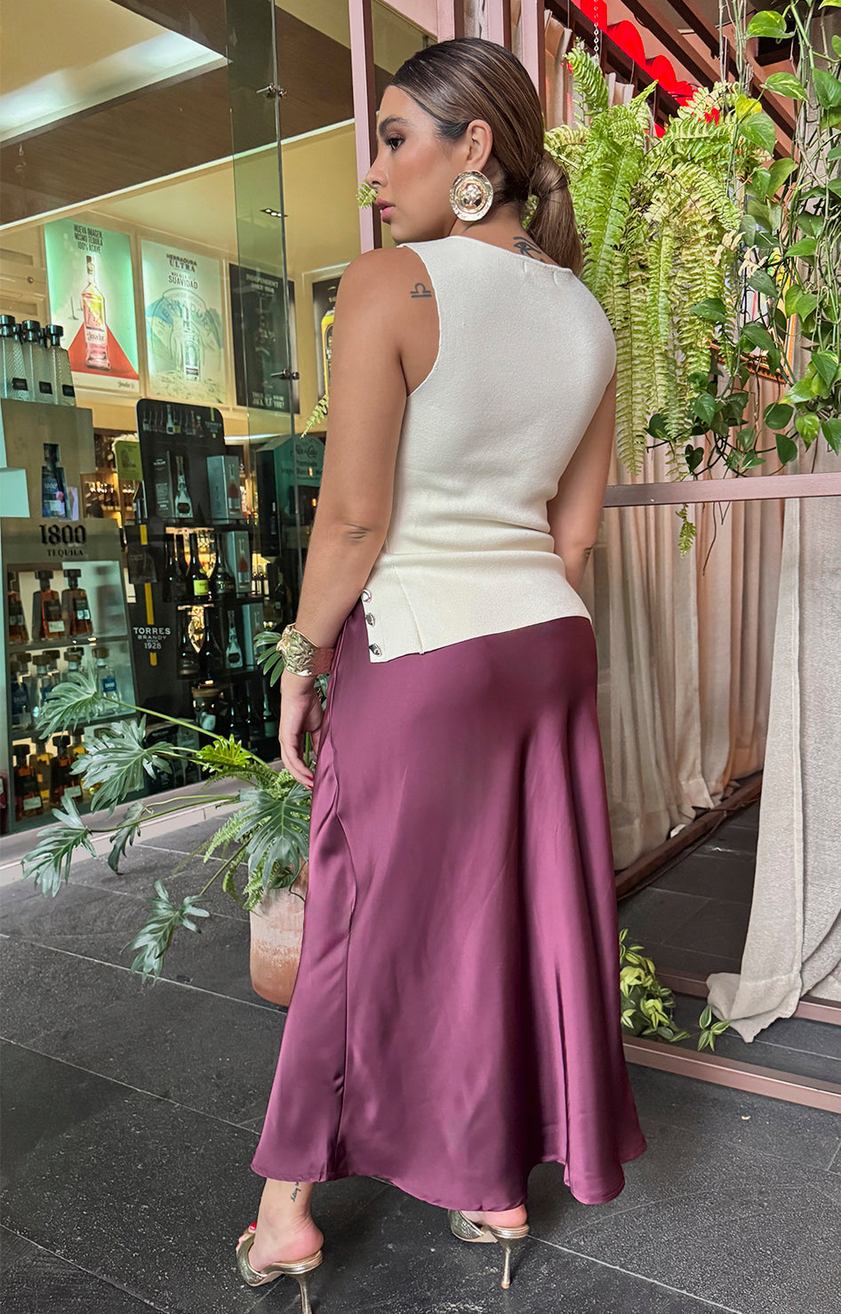 Falda satinada magenta - FALDA Boutiquemirel 