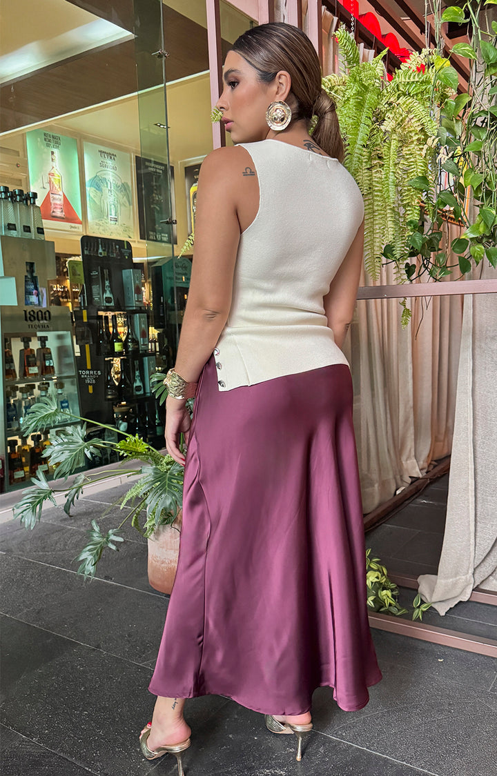 Falda satinada magenta - FALDA Boutiquemirel 