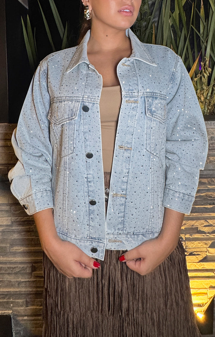 Chamarra denim con brillos - CHAMARRA Boutiquemirel 