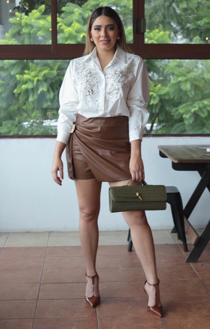 Short café en vinipiel - SHORT Boutiquemirel 