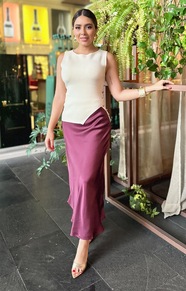 Falda satinada magenta - FALDA Boutiquemirel 