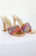 Zapatilla dorada con brillos multicolor - ZAPATO Boutiquemirel 