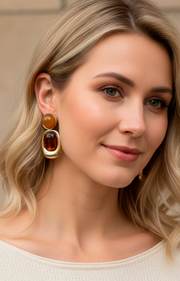 Aretes cafè con dorado - ARETE Boutiquemirel 