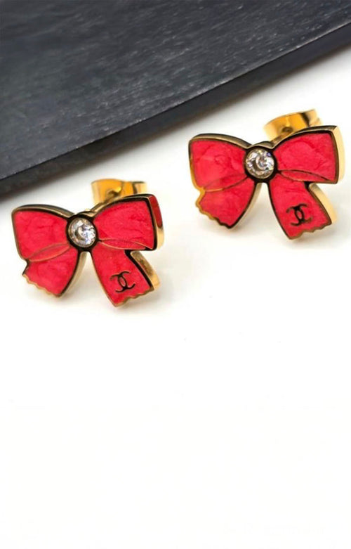 ARETE DE MOÑO ROJO - ARETES Boutiquemirel 